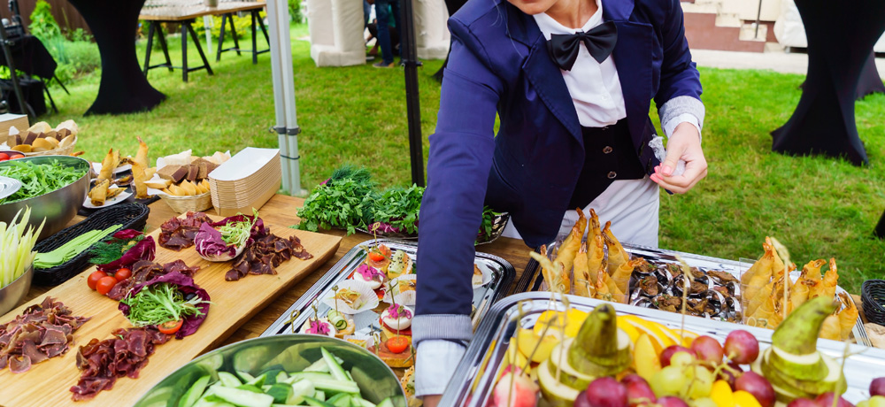 Catering Server Preparing Food